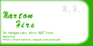 marton hirs business card